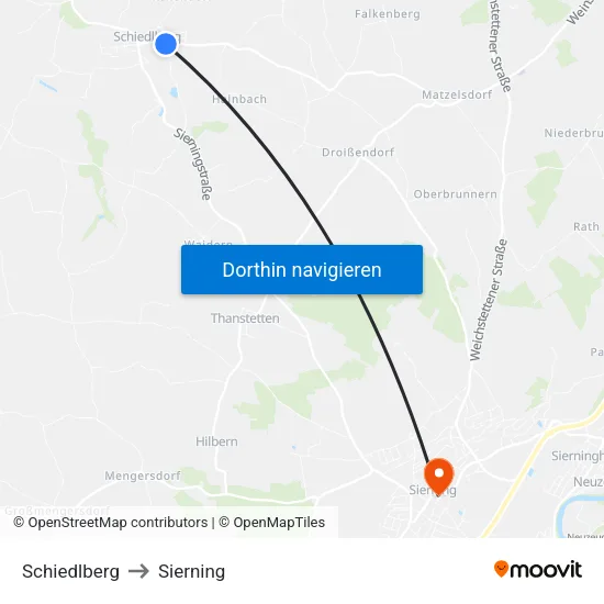 Schiedlberg to Sierning map