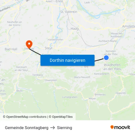 Gemeinde Sonntagberg to Sierning map