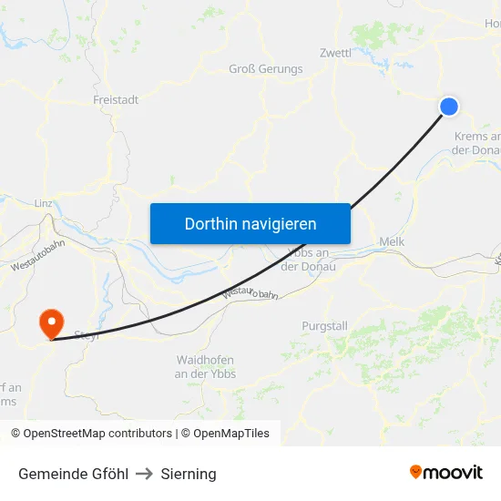 Gemeinde Gföhl to Sierning map
