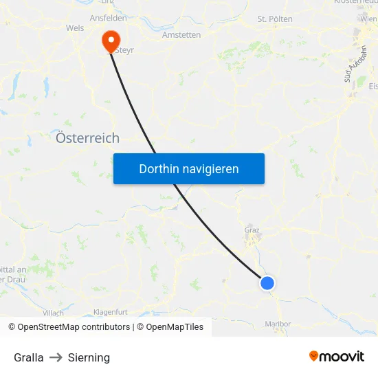 Gralla to Sierning map