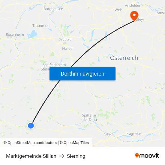 Marktgemeinde Sillian to Sierning map