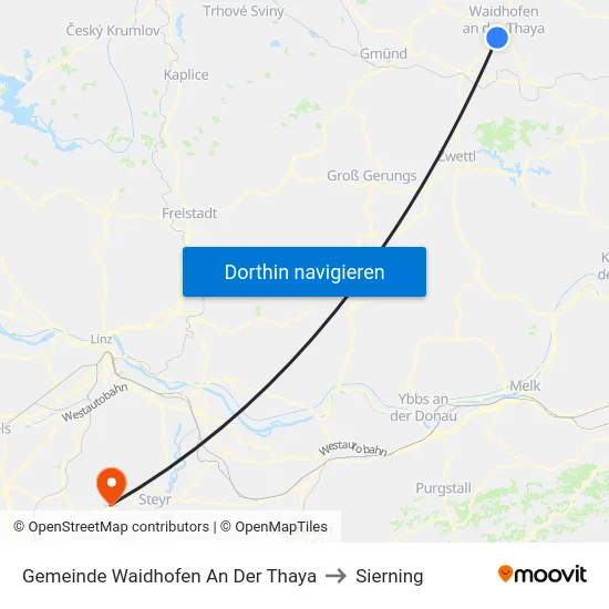 Gemeinde Waidhofen An Der Thaya to Sierning map