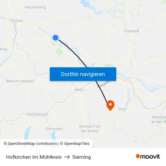 Hofkirchen Im Mühlkreis to Sierning map