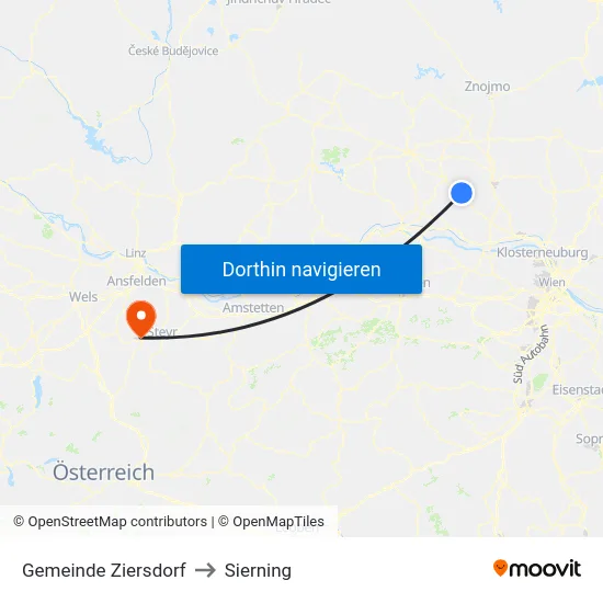 Gemeinde Ziersdorf to Sierning map