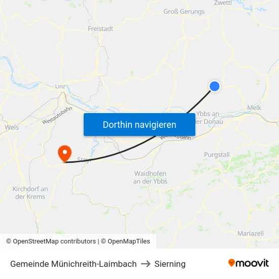 Gemeinde Münichreith-Laimbach to Sierning map