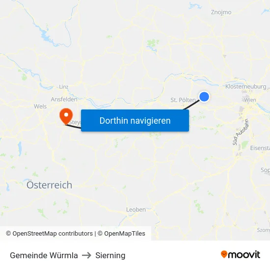 Gemeinde Würmla to Sierning map