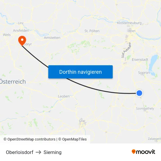 Oberloisdorf to Sierning map