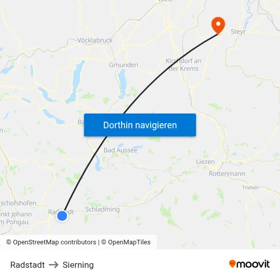 Radstadt to Sierning map