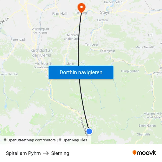 Spital am Pyhrn to Sierning map