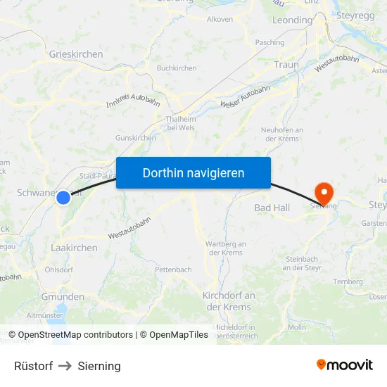 Rüstorf to Sierning map