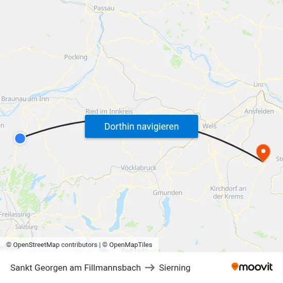Sankt Georgen am Fillmannsbach to Sierning map