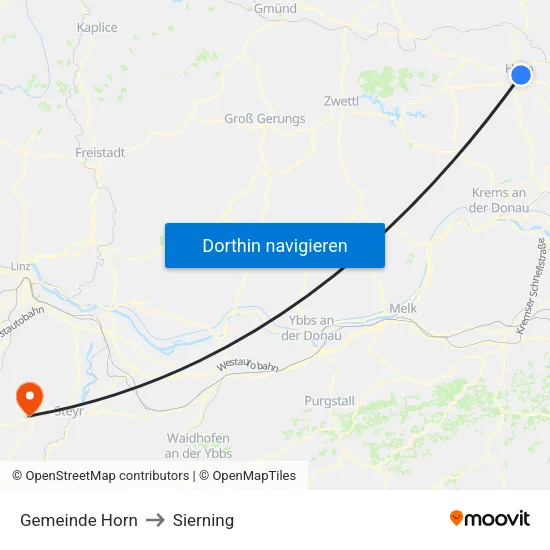 Gemeinde Horn to Sierning map