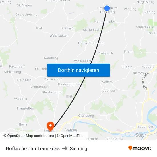 Hofkirchen Im Traunkreis to Sierning map