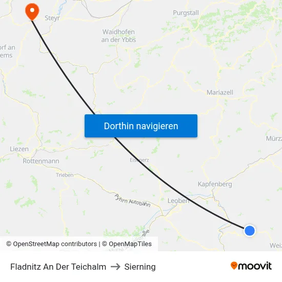 Fladnitz An Der Teichalm to Sierning map