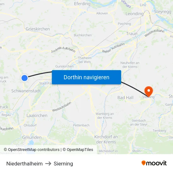 Niederthalheim to Sierning map
