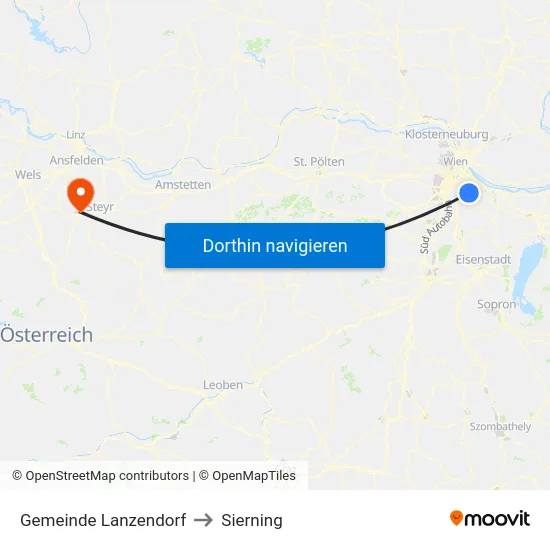 Gemeinde Lanzendorf to Sierning map