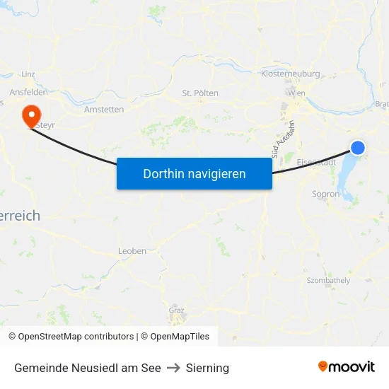 Gemeinde Neusiedl am See to Sierning map