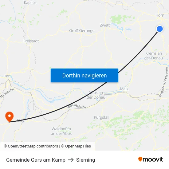 Gemeinde Gars am Kamp to Sierning map