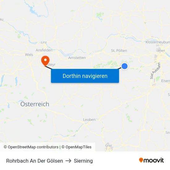 Rohrbach An Der Gölsen to Sierning map