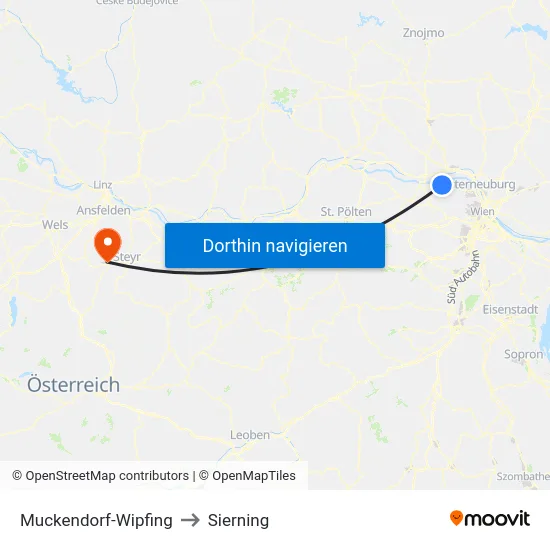Muckendorf-Wipfing to Sierning map