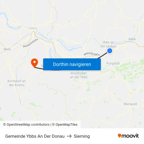 Gemeinde Ybbs An Der Donau to Sierning map