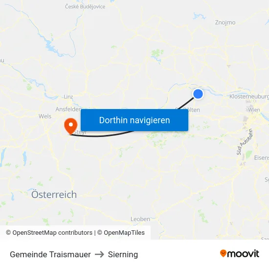 Gemeinde Traismauer to Sierning map