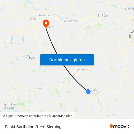 Sankt Bartholomä to Sierning map