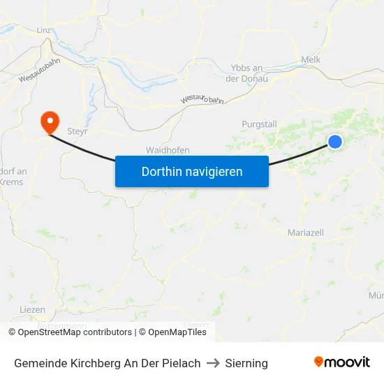 Gemeinde Kirchberg An Der Pielach to Sierning map
