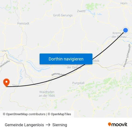 Gemeinde Langenlois to Sierning map
