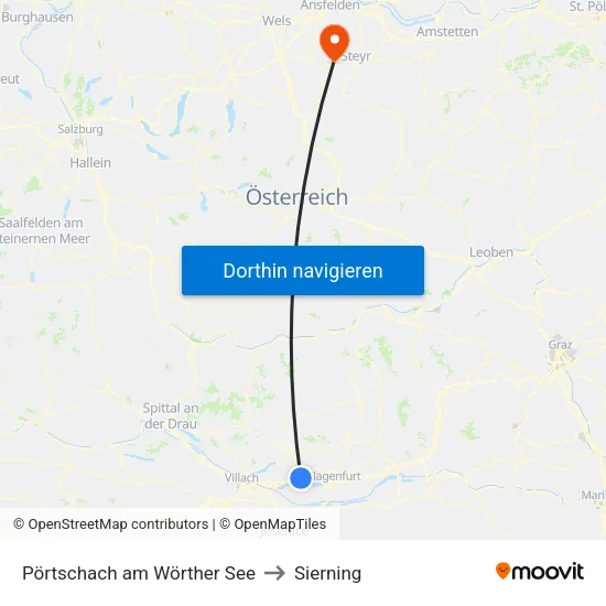 Pörtschach am Wörther See to Sierning map