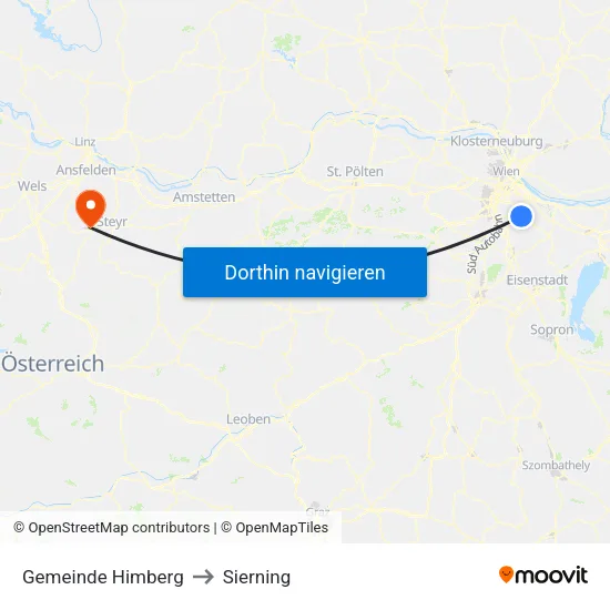 Gemeinde Himberg to Sierning map