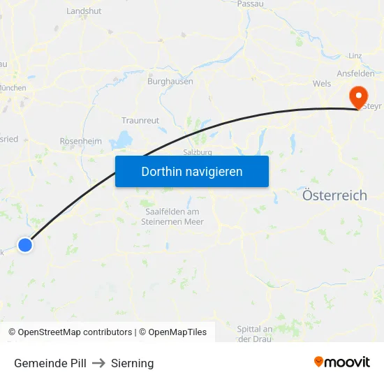Gemeinde Pill to Sierning map