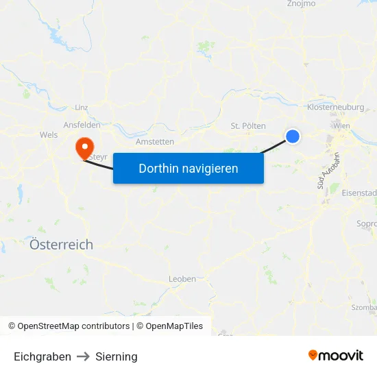 Eichgraben to Sierning map