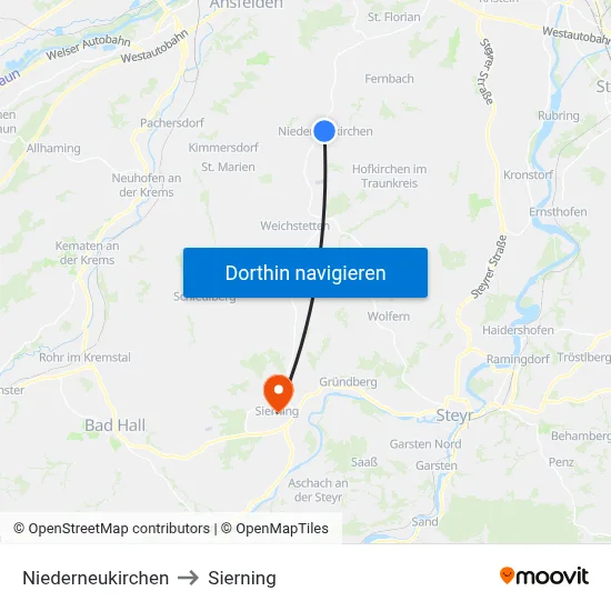 Niederneukirchen to Sierning map