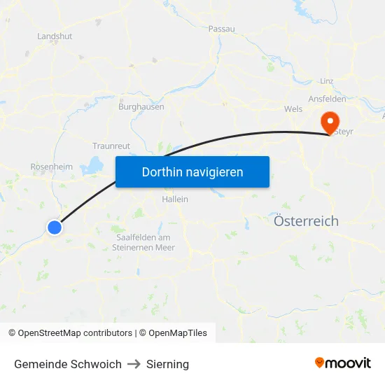 Gemeinde Schwoich to Sierning map
