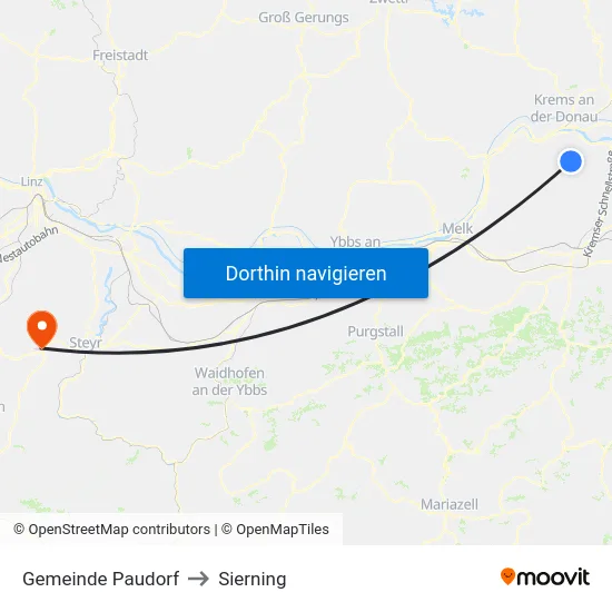 Gemeinde Paudorf to Sierning map