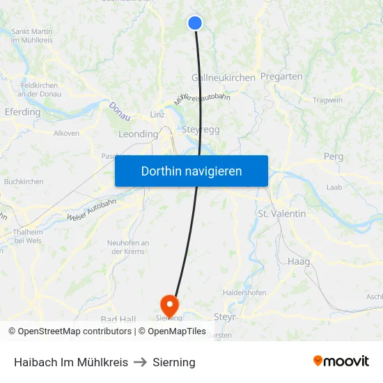 Haibach Im Mühlkreis to Sierning map