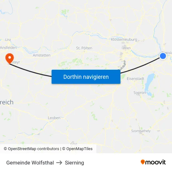Gemeinde Wolfsthal to Sierning map