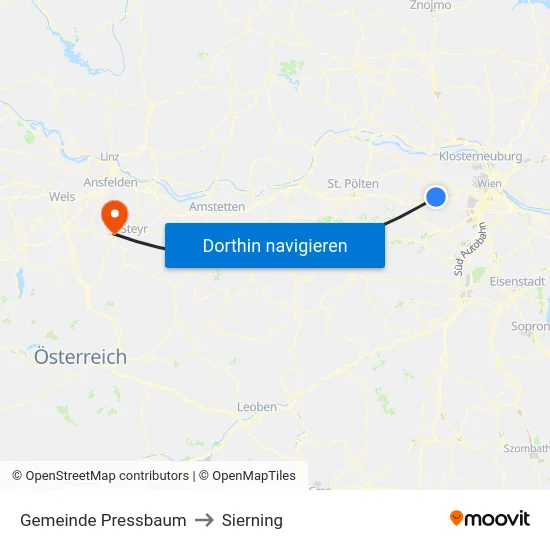 Gemeinde Pressbaum to Sierning map