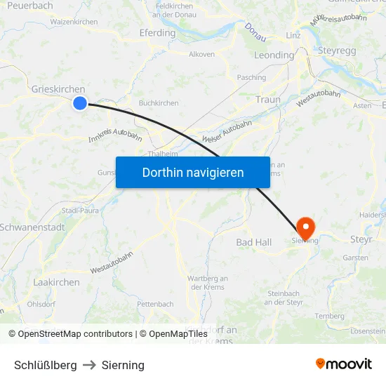 Schlüßlberg to Sierning map