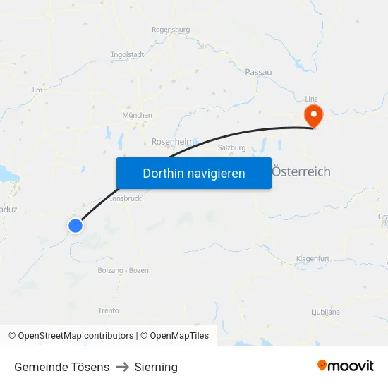 Gemeinde Tösens to Sierning map
