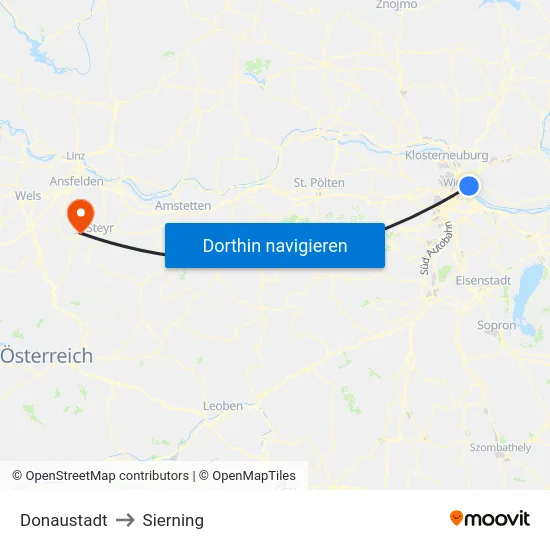 Donaustadt to Sierning map