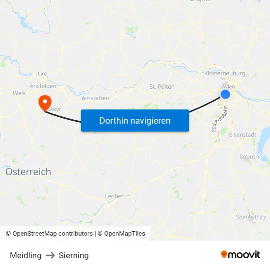 Meidling to Sierning map