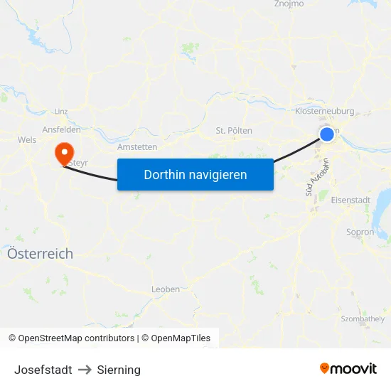 Josefstadt to Sierning map