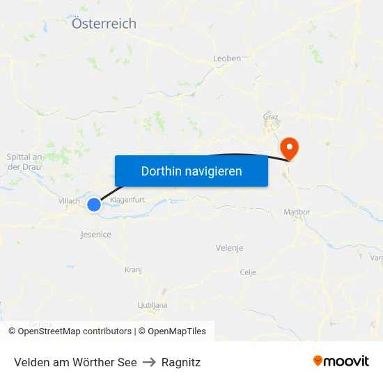 Velden am Wörther See to Ragnitz map