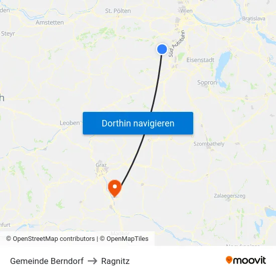 Gemeinde Berndorf to Ragnitz map