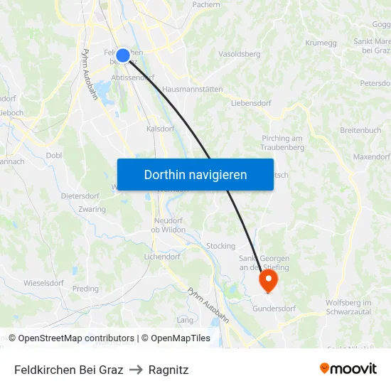Feldkirchen Bei Graz to Ragnitz map