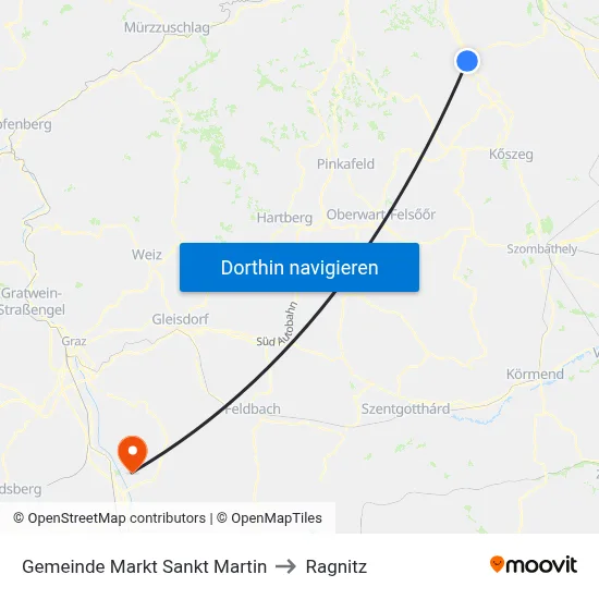 Gemeinde Markt Sankt Martin to Ragnitz map