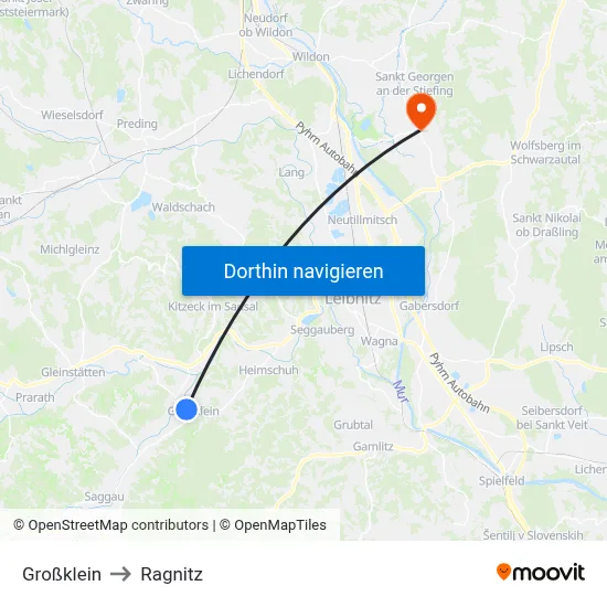 Großklein to Ragnitz map