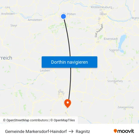Gemeinde Markersdorf-Haindorf to Ragnitz map